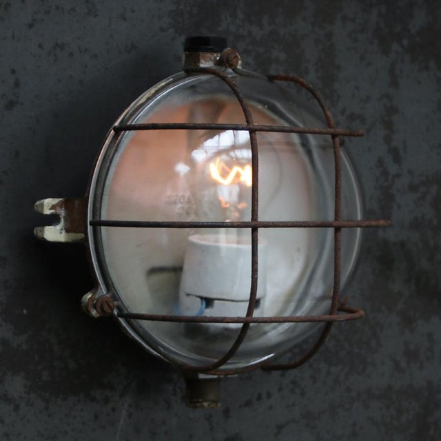 French Industrial wall / ceiling lamp Cast iron back with clear glass. E27 / E26 Up to 250V (Europe/UK Standard).The...