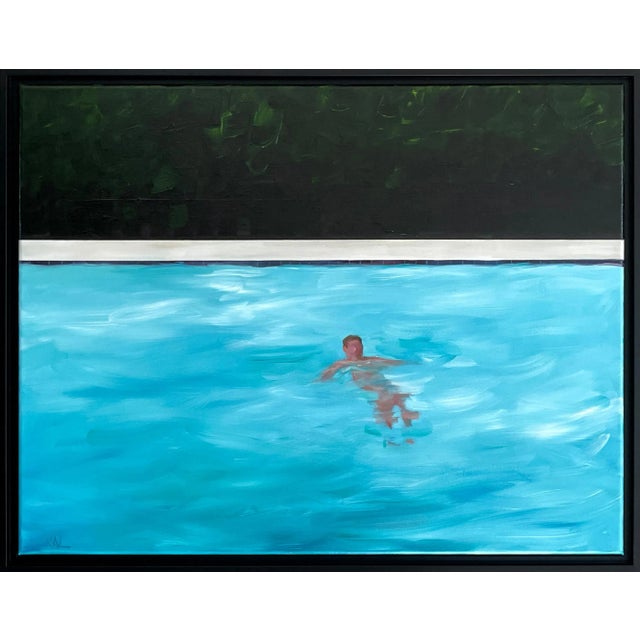 "Simple Swim" Oil Painting on Canvas by Kory Alexander, Framed For Sale