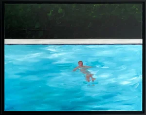"Simple Swim" Oil Painting on Canvas by Kory Alexander, Framed