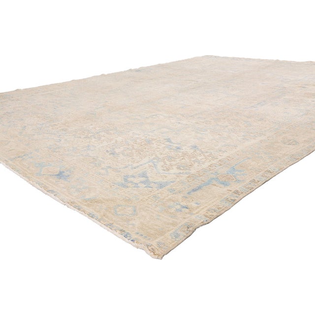 54125 Vintage Persian Heriz Rug, 08'00 x 10'11. The Whispered Citadel: A Vintage Persian Heriz Masterpiece of Quiet...