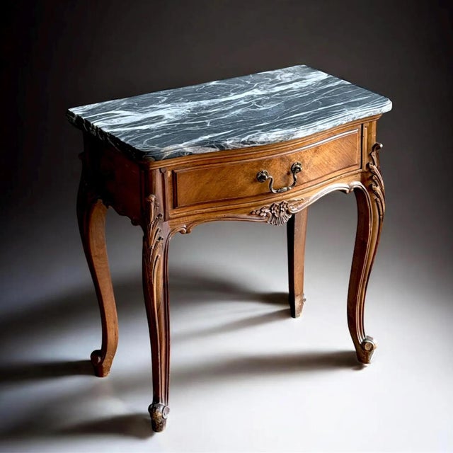 French Louis XV Revival Marble Top Nightstand, 1910s-1930s For Sale - Image 9 of 9