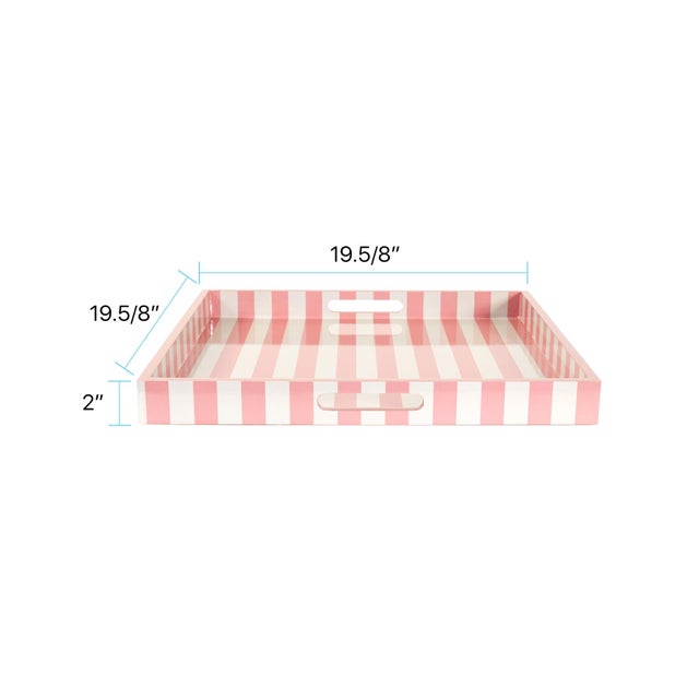 Pink Soho Pink Stripe Tray For Sale - Image 8 of 10