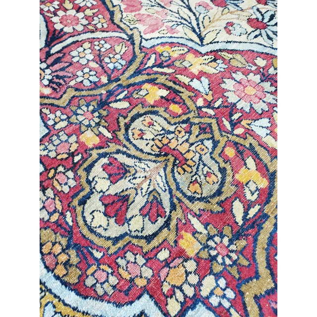 Antique Persian Lavar Kerman Carpet, Traditional, Soft, Gold, Ivory, Blue, Green For Sale - Image 12 of 18