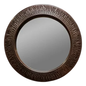 Vintage Patinated and Hammered Copper Wall Mirror by Angelo Bragalini, 1960s
