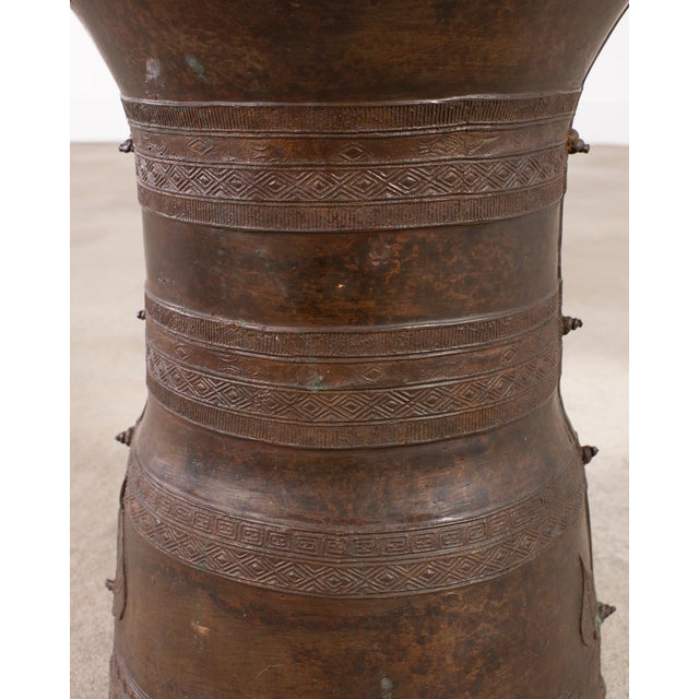 Southeast Asian Patinated Bronze Rain Drum or Drinks Table For Sale - Image 9 of 16