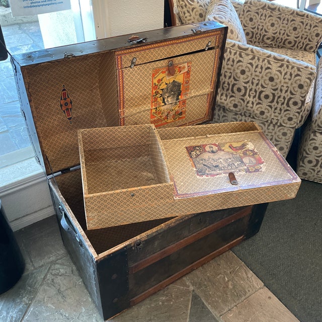 Brown Antique 1800's Dome Top Steamer Trunk For Sale - Image 8 of 13