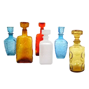 Mid-Century Modern Glass Decanters from Empoli, Set of 6