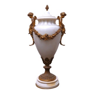Antique French Neoclassical Marble Cassolette Urn For Sale