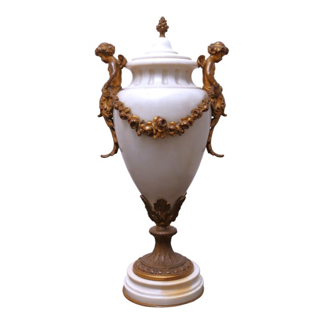 Antique French Neoclassical Marble Cassolette Urn For Sale