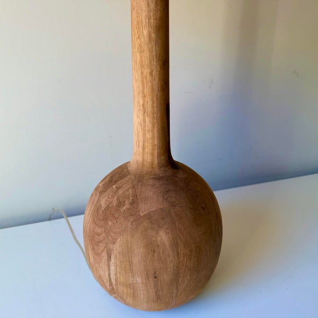 Mid 20th Century Teardrop Mango Wood Table Lamp For Sale - Image 9 of 11