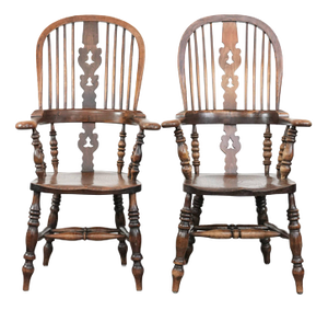 Antique English Highback Windsor Chairs, 18th Century, Set of 2