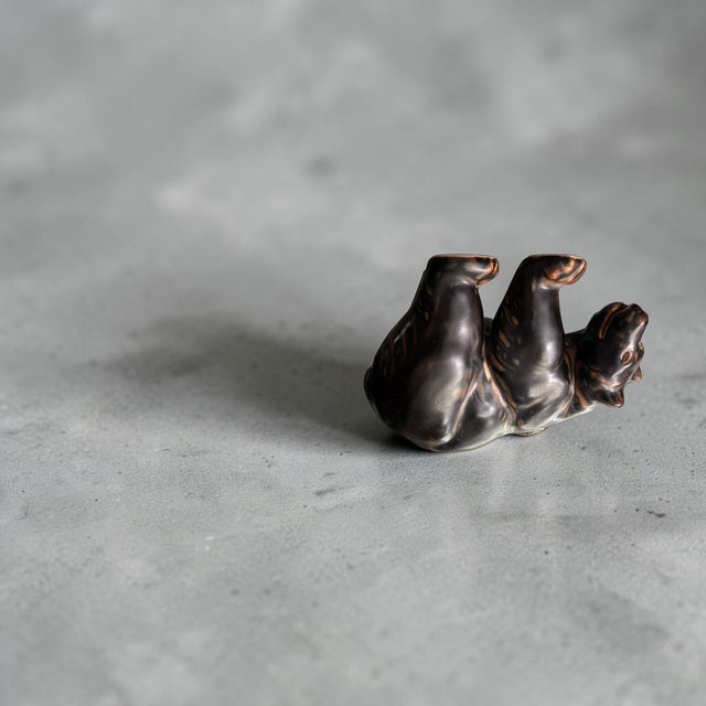 Large Flambé Glazed Stoneware Bear Figurine by Knud Kyhn for Royal Copenhagen, 1950s For Sale - Image 15 of 17