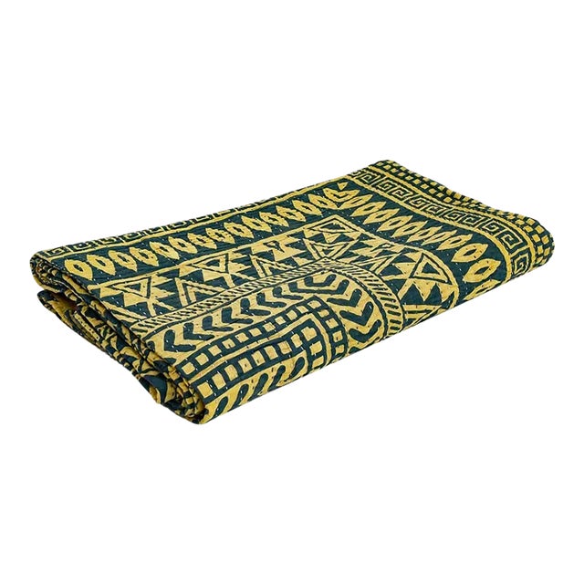 Sunburst Spiral Block Print Cotton Bedcover For Sale