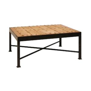 18th Century Spanish Door Custom Coffee Table With Black Metal Base