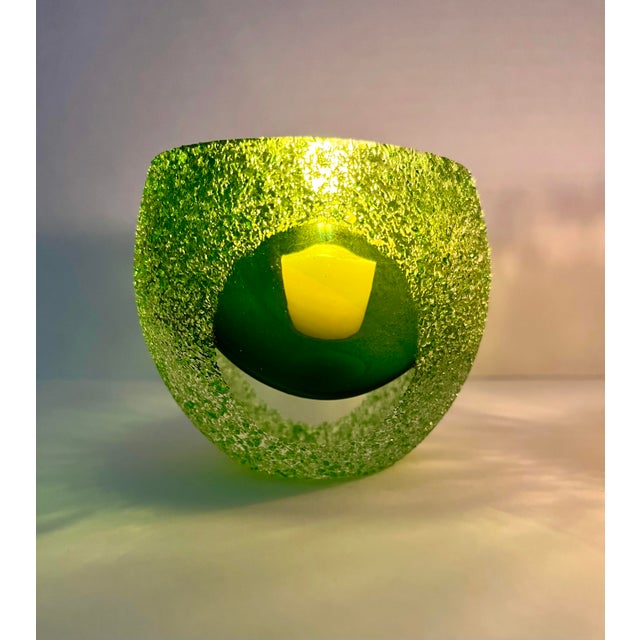 Set of 2 MCM Murano Sommerso Style Votive Candle Holders Geode Sugared Glass For Sale - Image 9 of 10