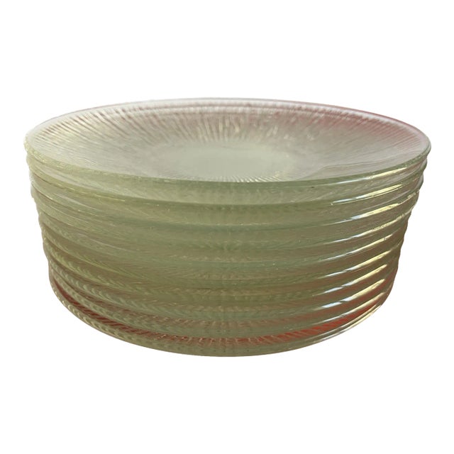 1960s Iittala Aslak Glass Bread Salad Plates Tapio Wirkkala Modernist- Set of 10 For Sale