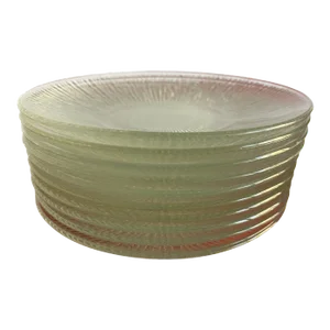 1960s Iittala Aslak Glass Bread Salad Plates Tapio Wirkkala Modernist- Set of 10