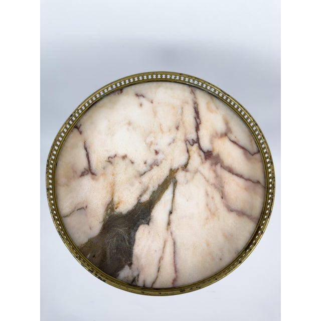 Wood Early 20th Century French Vintage Gueridon Side Table With Marble Top For Sale - Image 7 of 13