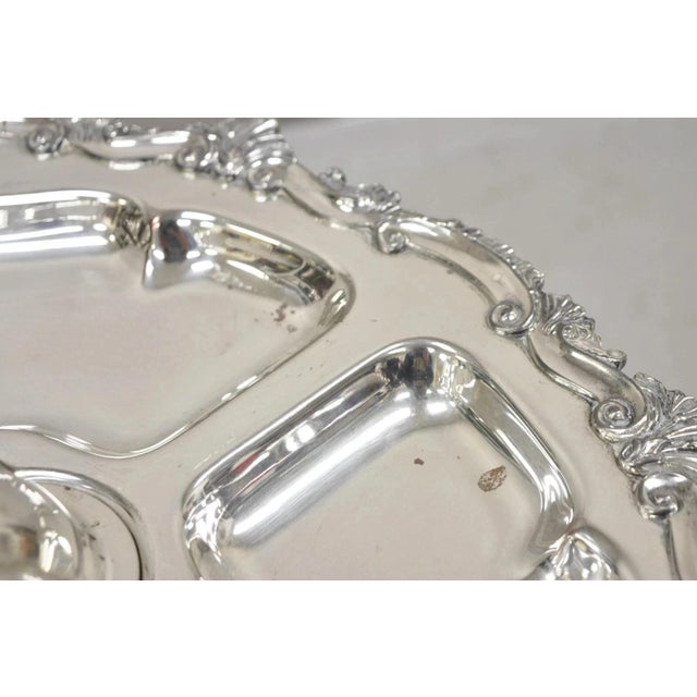 Metal Vintage English Victorian Silver Plated Revolving Vegetable Serving Platter Tray For Sale - Image 7 of 12