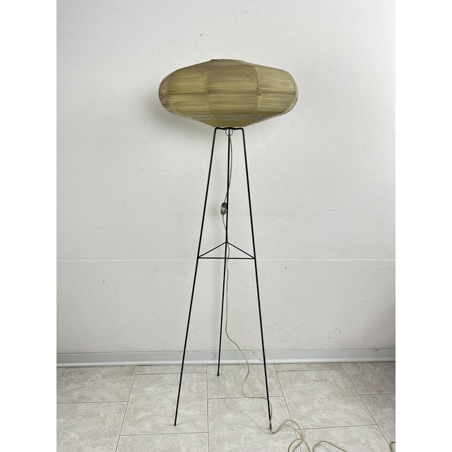 Mid-Century Floor Lamp with Raffia Shade, 1950s For Sale - Image 18 of 18