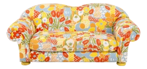 Abstract Floral Print Custom Upholstered Sofa