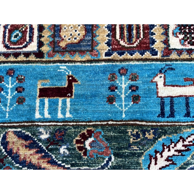 Contemporary Afghan Tribal Pictorial Gabbeh Wool Runner Rug For Sale - Image 9 of 12
