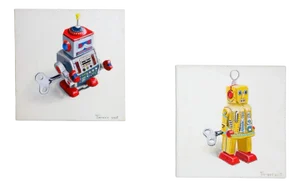 Tarass, Robots, Paintings on Canvas, 2008, Set of 2