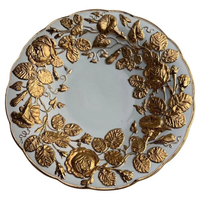 German White and Gold Gilted Porcelain Plate from Meissen, 1950s For Sale - Image 12 of 12
