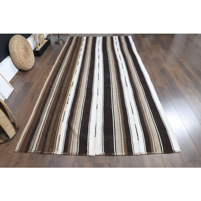 1970s Vintage Handmade Wool Cotton Brown Runner Rug For Sale - Image 11 of 11