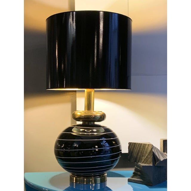 Metal Black Murano Glass Table Lamp, Italy, 1970s For Sale - Image 7 of 13