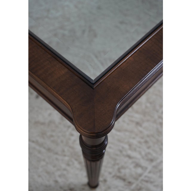1990s Henredon Sheraton Style Glass Top Coffee Table For Sale - Image 5 of 12