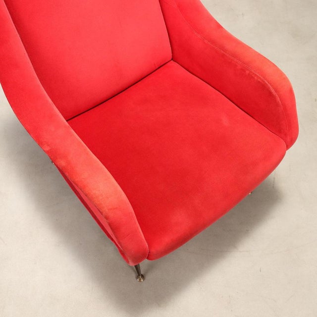 Textile Vintage Red Velvet Chair, 1960s For Sale - Image 7 of 10