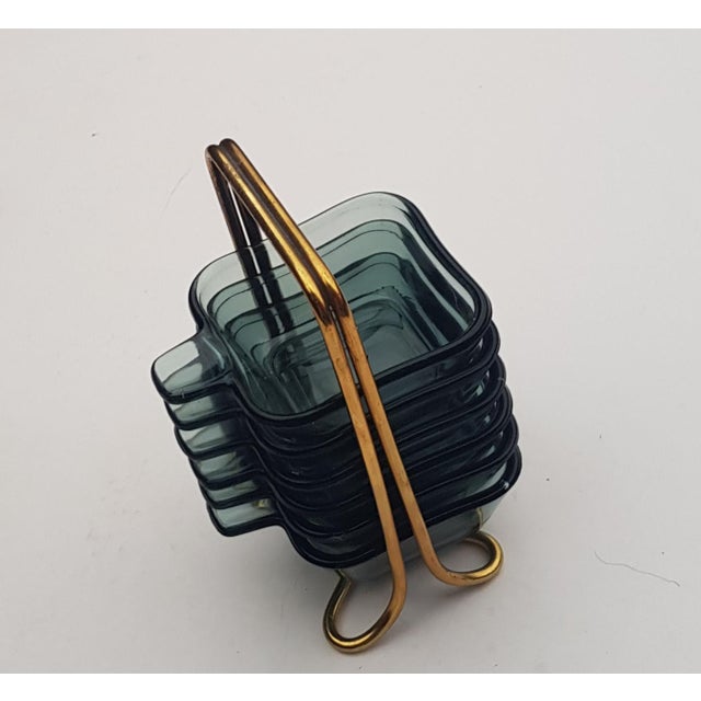 Mid-Century Modern Bauhaus Ashtray Set with Holder by Wilhelm Wagenfeld for WMF, Set of 7 For Sale - Image 3 of 4