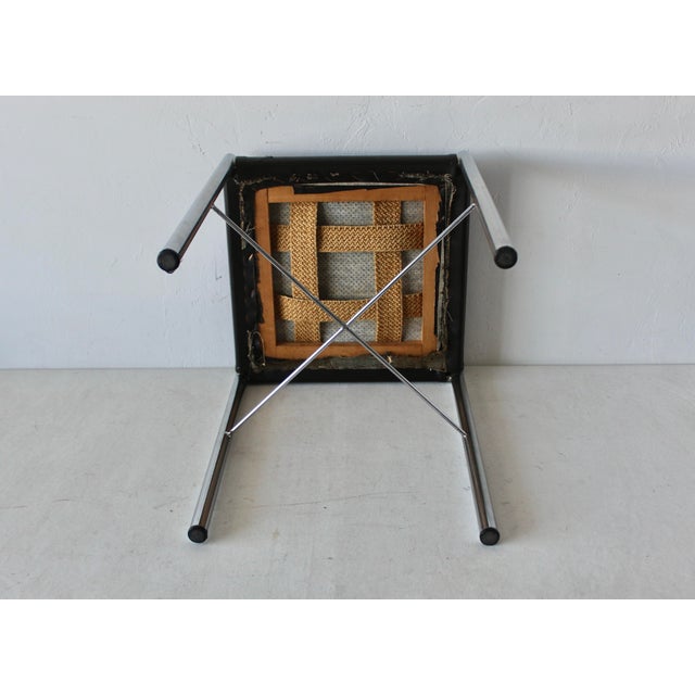 1960s Chrome X Base Upholstered Stool Vintage Mid-Century Modern For Sale - Image 10 of 11