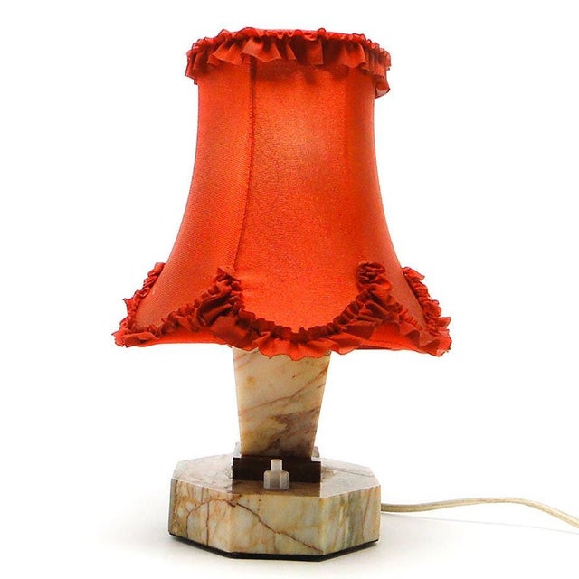 Art Deco Stone Table Lamp, Czechoslovakia, 1930s For Sale - Image 12 of 13