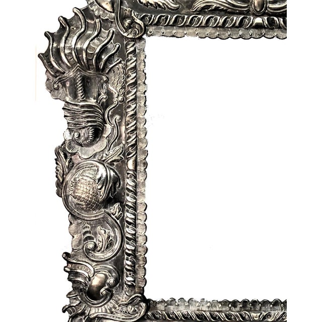 Baroque Spanish Baroque Repoussé Silver Mirror/Picture Frame, XVII C. For Sale - Image 3 of 8