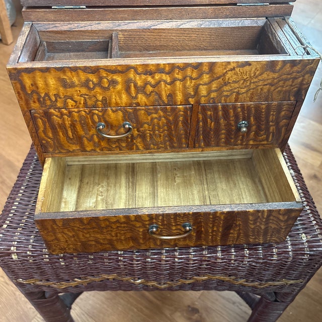 Coffee Antique Japanese Sewing Box-Haribako For Sale - Image 8 of 9