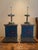 Vintage Chinoiserie Teal Floral & Gilt Architectural Table Lamps - a Pair For Sale - Image 4 of 12