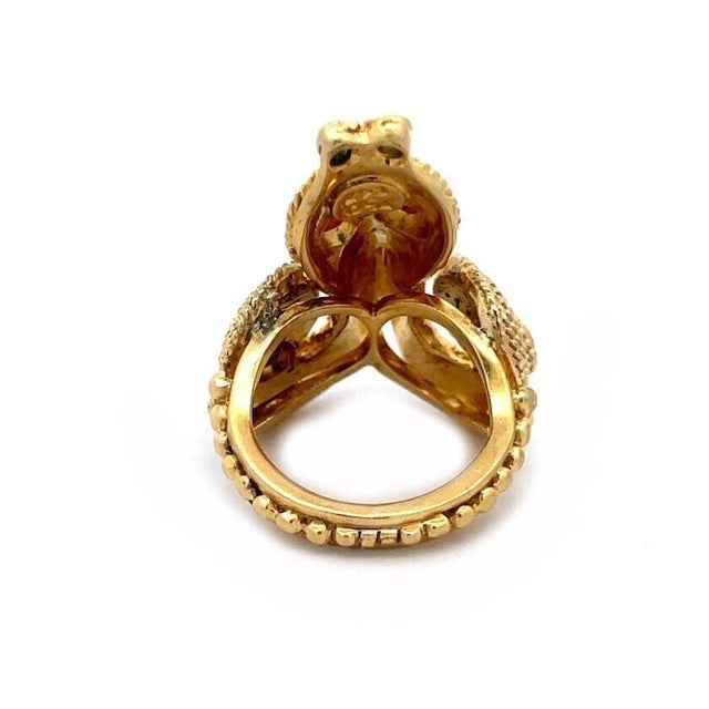 Ruby Snake Ring Sapphire Emerald 18k Yellow Gold Cable Greek Style For Sale - Image 4 of 7
