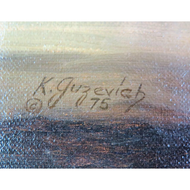 Listed Artist K. Guzevich is a master of the school of realism. Simple farm elements of a "rusted chain, wooden barrel,...