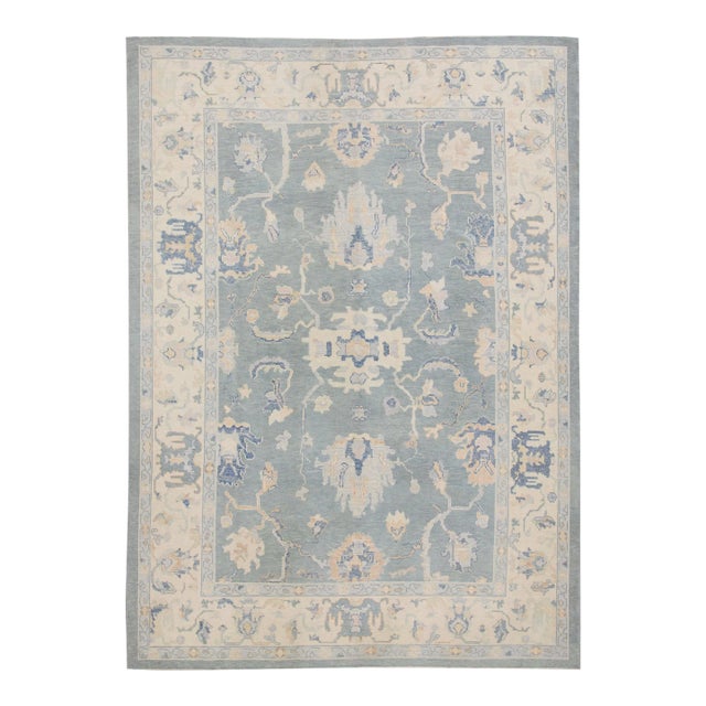 Modern Turkish Oushak Rug 8'11" x 12' For Sale