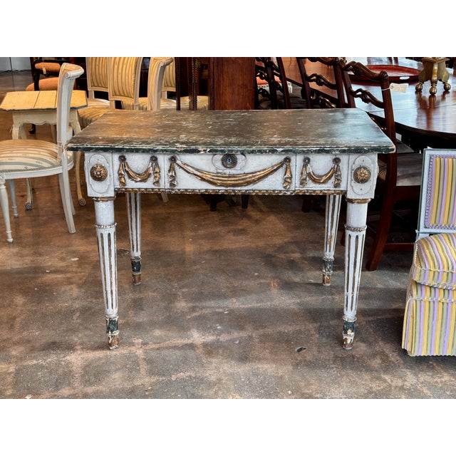Italian Early 19th Century Italian Painted Parcel Gilt Console With Fluted Legs For Sale - Image 3 of 15