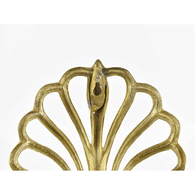 Mid-Century Solid Brass Wall Mounted Sconces Single Candle Candlestick Holder - a Pair For Sale - Image 6 of 7