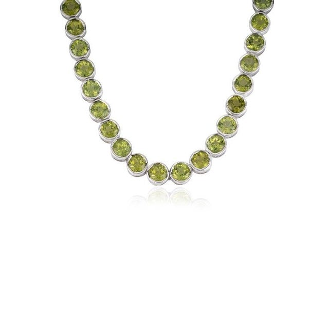 Sterling Silver Green Peridot Birthstone Tennis Necklace for Womens For Sale - Image 9 of 12