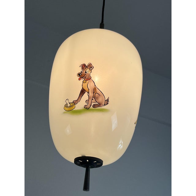 1960s Disney Pendant Lamp in Opaline Glass attributed to Doria Leuchten, 1960s For Sale - Image 5 of 18