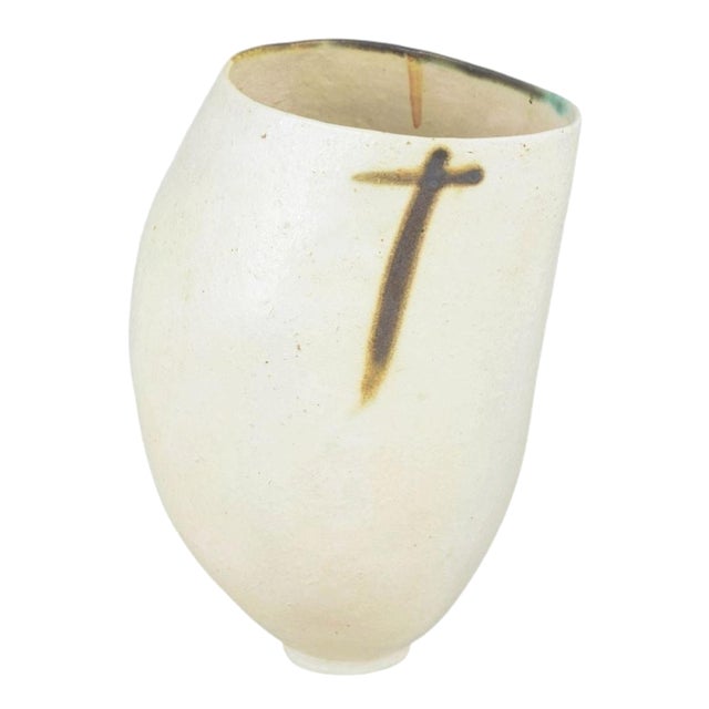 European Asymmetric Studio Pottery Stoneware Vase, 1980s For Sale