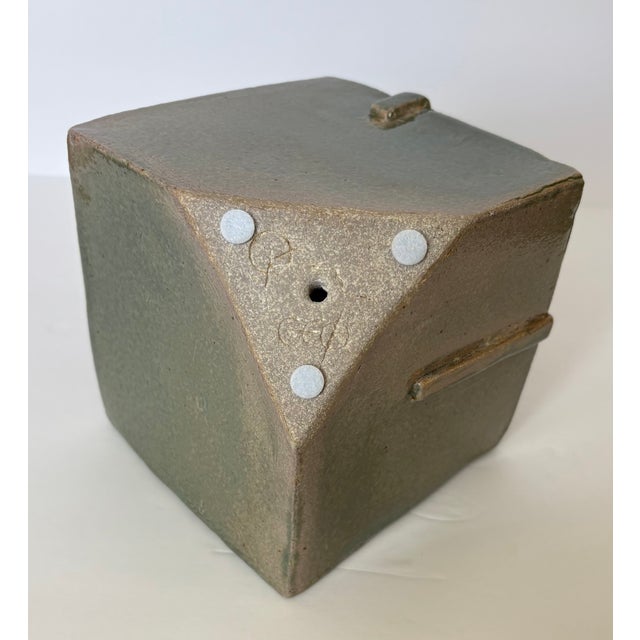 Green Tilted Abstract Cube Sculpture by Geo For Sale - Image 8 of 9