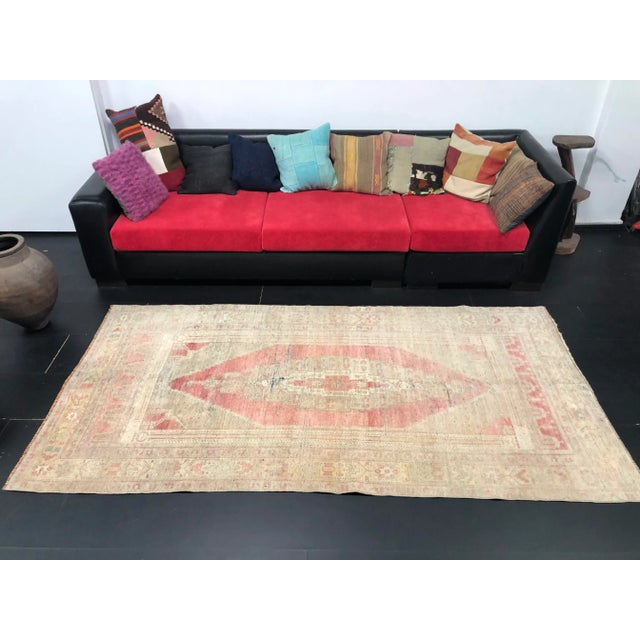 Vintage Distressed Faded Turkish Anatolian Dove Gray and Red Color Rug For Sale In Phoenix - Image 6 of 11