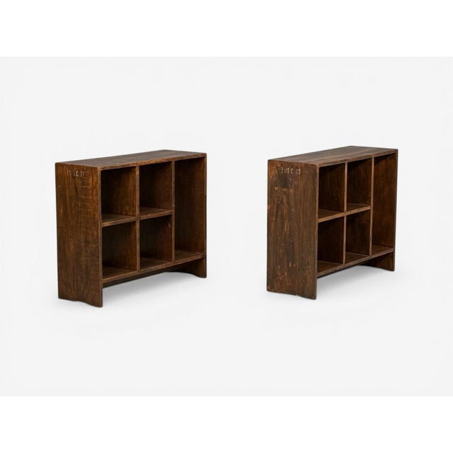 Pierre Jeanneret, French Mid-Century Modern, Teak, Pair of 5 Hole File Racks, Chandigarh, India c. 1960s Pair of a model...