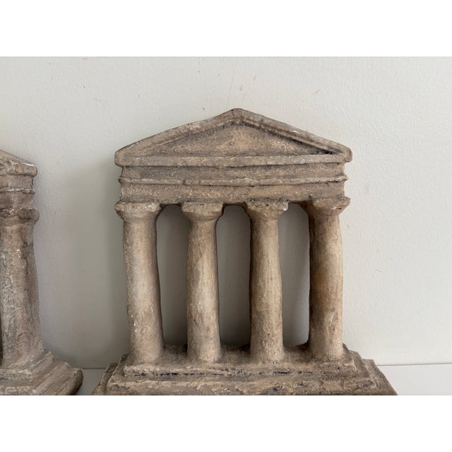 Sculpture Materials Pair of Vintage Neoclassical Temple Form Plaster Architectural Models For Sale - Image 7 of 11